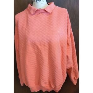 Vintage Door County orange textured Sweatshirt Womens 2X collar USA embroidered